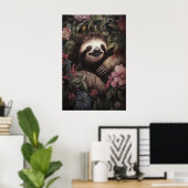 Impression de paresseux botanique, floral Dark Aca (Bureau à domicile)