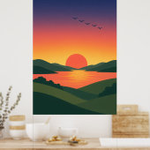 Impression de paysage de collines au lever du sole (Cuisine)