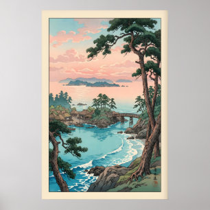 Impression de paysage marin, style Hasui Kawase, p