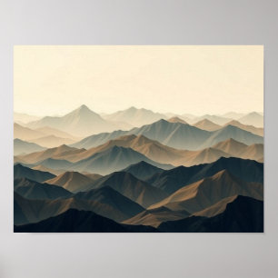 Impression de paysage montagneux abstrait stratifi