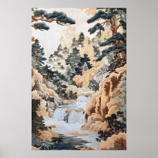 Impression de paysage Ukiyo-e japonais - Flux vint (Devant)