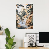 Impression de paysage Ukiyo-e japonais - Flux vint (Bureau à domicile)
