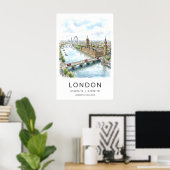 Impression de paysage urbain de Londres aquarelle (Bureau à domicile)