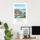 Impression de paysage urbain de Zurich Illustratio (Bureau à domicile)