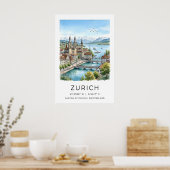 Impression de paysage urbain de Zurich Illustratio (Cuisine)