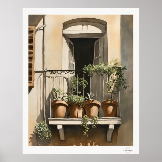 Impression de peinture à l'huile de balcon ensolei (Devant)