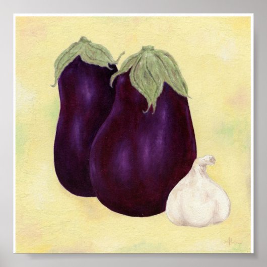 Impression de peinture d'aubergine et d'ail (Devant)