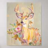 Impression de peinture florale pastel de cerf sur (Devant)