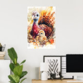 Impression de pépinière aquarelle de dinde maman e (Bureau à domicile)