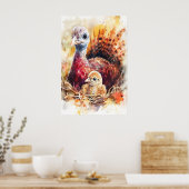Impression de pépinière aquarelle de dinde maman e (Cuisine)