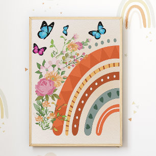 Impression de pépinière de fleurs arc-en-ciel boho
