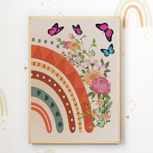 Impression de pépinière de fleurs arc-en-ciel boho