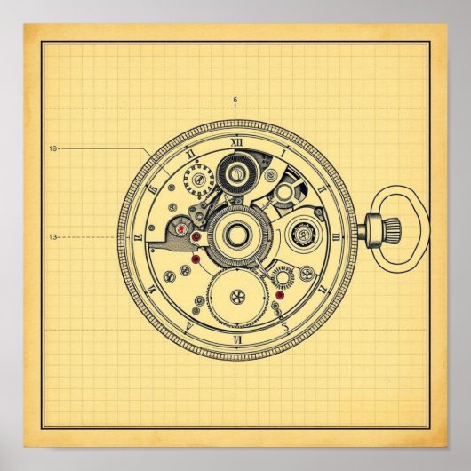 Impression de plan de montre de poche vintage (Devant)