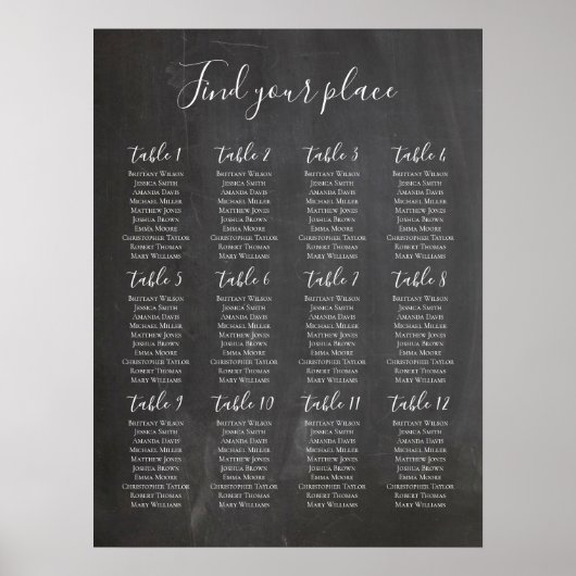 Impression de plan de table ardoise. Mariage moder (Devant)