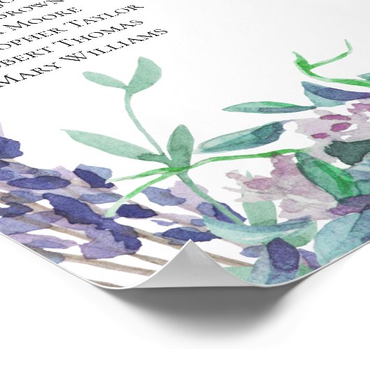 Impression de plan de table avec fleurs violettes. (Coin)