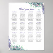 Impression de plan de table avec fleurs violettes. (Devant)