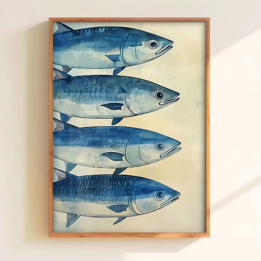Impression de poissons bleus Sardines Impression d