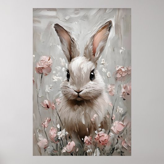 Impression de portrait de lapin floral, mural de l (Devant)