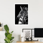 Impression de portrait de zèbre moderne mur noir e (Bureau à domicile)