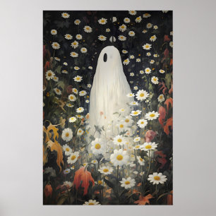 Impression de portrait fantôme floral, huile gothi