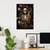 Impression de portrait gothique squelette floral,  (Bureau à domicile)