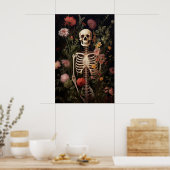 Impression de portrait gothique squelette floral,  (Cuisine)