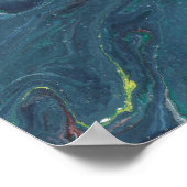 Impression de poster abstrait bleu apaisant Dagwoo (Coin)