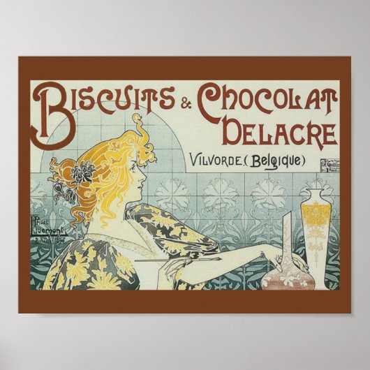 Impression de poster Biscuits Chocolat Delacre vin (Devant)