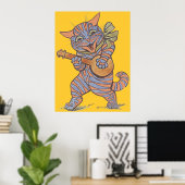 Impression de poster de chat musical vintage (Bureau à domicile)