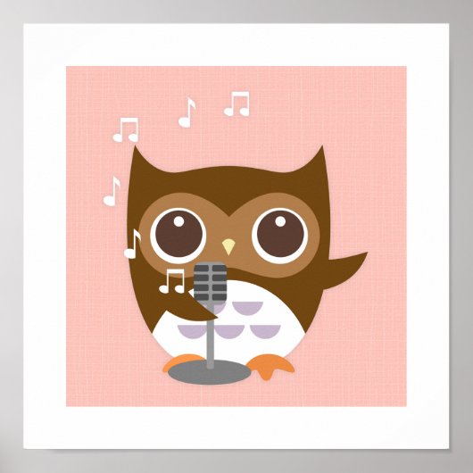 Impression de poster de hibou rétro (Devant)