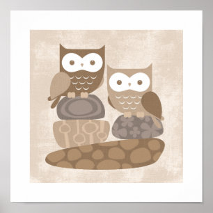 Impression de poster de hibou rétro