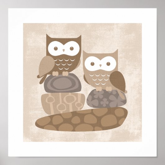 Impression de poster de hibou rétro (Devant)
