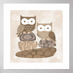 Impression de poster de hibou rétro