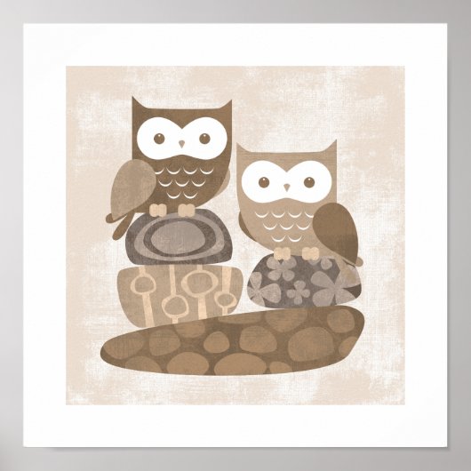 Impression de poster de hibou rétro (Devant)