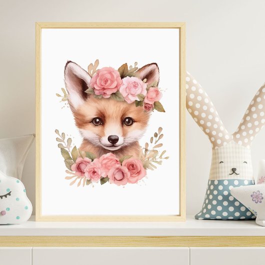Impression de poster de nurserie fille fleurs rose