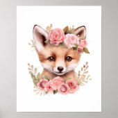 Impression de poster de nurserie fille fleurs rose (Devant)