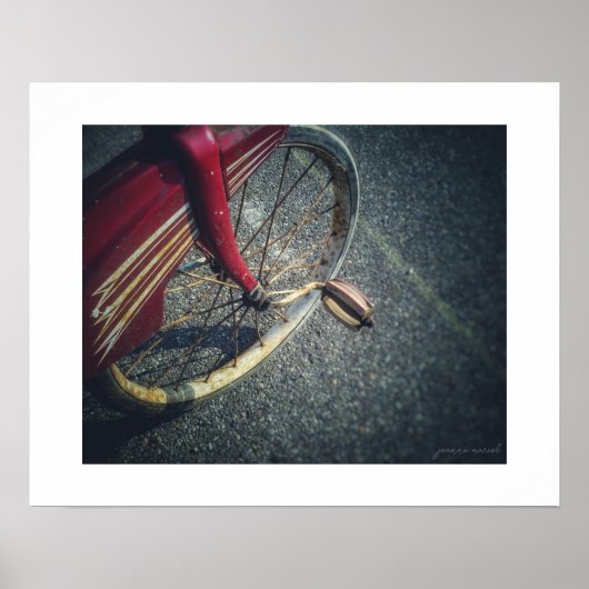 Impression de poster de tricycle rouge vintage (Devant)