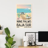 Impression de poster de voyage Baja rivage avec pl (Bureau à domicile)