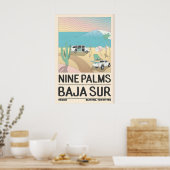 Impression de poster de voyage Baja rivage avec pl (Cuisine)