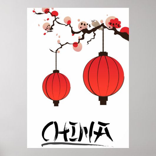 Impression de poster de voyage Lanternes de Chine. (Devant)