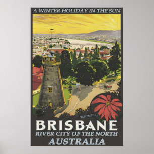 Impression de poster de voyage vintage Brisbane Au