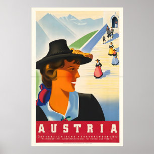 Impression de poster de voyage vintage d'Autriche