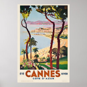 Impression de poster de voyage vintage de Cannes F