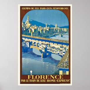 Impression de poster de voyage vintage de Florence