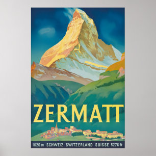 Impression de poster de voyage vintage de Zermatt 