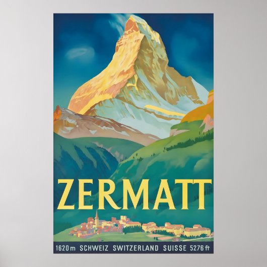 Impression de poster de voyage vintage de Zermatt (Devant)