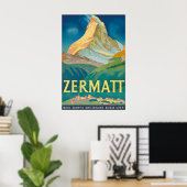 Impression de poster de voyage vintage de Zermatt (Bureau à domicile)
