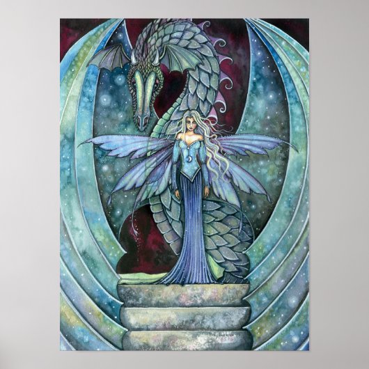 Impression de poster Dragon et Fée par Molly Harri (Devant)