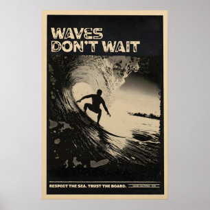 Impression de poster rétro de surf en Californie