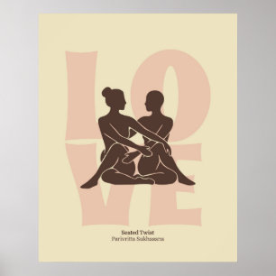 Impression de posture de yoga en couple Art mura